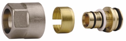 Соединитель GENERAL FITTINGS для металлопластиковых труб, евроконус, никелированная латунь, 1/2&quot; / 16 мм x 2,0 мм 51047-1/2-16 купить в Уфе
