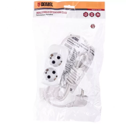 Удлинитель бытовой серия УХз-10-202 с заземлением 2 м 2 розетки 10 A Denzel 95960 купить в Уфе