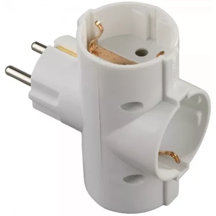 Тройник СВЕТОЗАР электрический с заземлением, 3 гнезда SV-55093 купить в Уфе