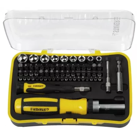 Набор STAYER &quot;MASTER&quot;: Отвертка реверсивная с эргономичной ручкой, с насадками, в пластмассовом боксе, 65 предметов 25310-H65 купить в Уфе