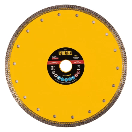 Диск алмазный отрезной 230 х 22,2мм, сплошной, супертонкий, горячий пресс, сухой/мокрый рез// Denzel 73074 купить в Уфе