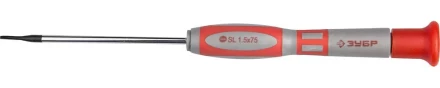 Отвертка ЗУБР &quot;МАСТЕР&quot; для точных работ, Cr-V, SL 1,5x75мм 25631-1.5-075 купить в Уфе