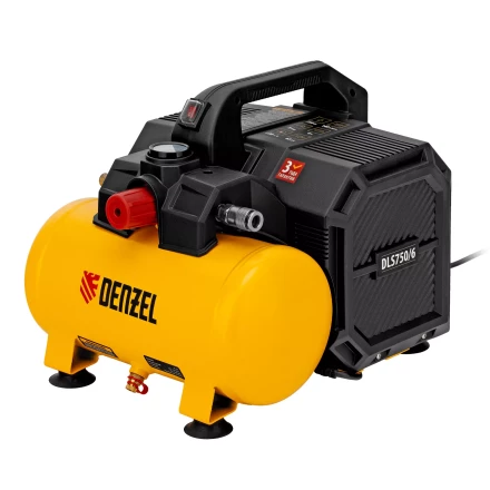Компрессор Denzel DLS750/6 58019 безмасляный малошумный 750 Вт, 140 л/мин,ресивер 6 л купить в Уфе