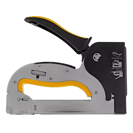 Степлер металл. Denzel 40223, скобы в комплекте, плавная регулировка удара, 2К рукоятка, тип 53, 4-14 мм купить в Уфе