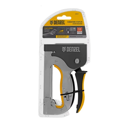 Степлер металл. Denzel 40223, скобы в комплекте, плавная регулировка удара, 2К рукоятка, тип 53, 4-14 мм купить в Уфе