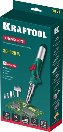 SolderGas 120K набор 10-в-1, газовый паяльник, горелка, фен, 30-120 Вт, пьезоподжиг, 1300°С 55503-H10 купить в Уфе