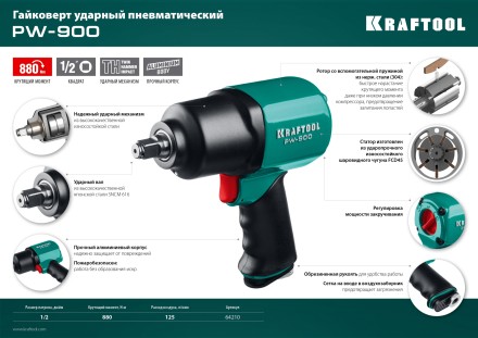 Ударный пневмогайковерт PW-900 64210 купить в Уфе