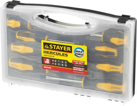 Набор STAYER &quot;MASTER&quot; HERCULES: Отвертки, Cr-V, эргономичная двухкомпонентная рукоятка, 8шт 25055-H8_z02 купить в Уфе