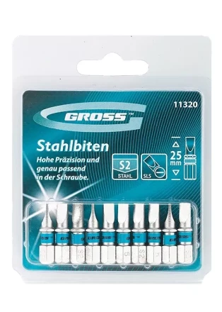 Набор бит SL5 х 25 сталь S2 10 шт Gross 11320 купить в Уфе