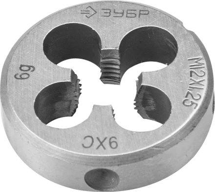 Плашка ЗУБР "МАСТЕР" круглая ручная для нарезания метрической резьбы, мелкий шаг, М12 x 1,25 4-28022-12-1.25 купить в Уфе