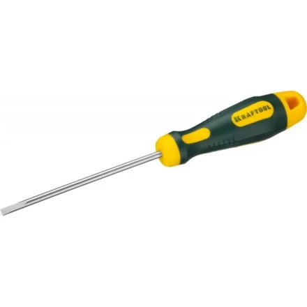 Отвертка KRAFTOOL, Cr-Mo-V сталь, двухкомпонентная противоскользящая рукоятка, SL, 4,0x90мм 250071-4.0-090 купить в Уфе