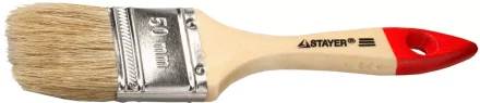 Кисть плоская STAYER &quot;UNIVERSAL-STANDARD&quot;, светлая натуральная щетина, деревянная ручка, 50мм 0101-050 купить в Уфе