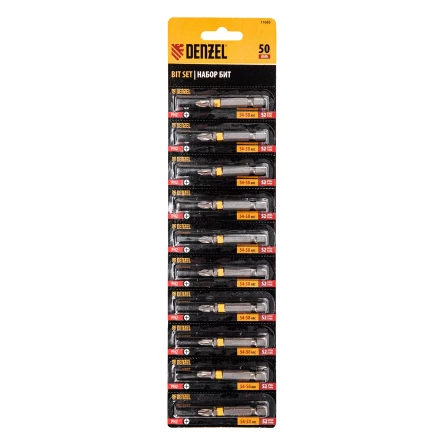 Бита PH2х50, сталь легированная S2, 10 шт., Е 6,3, шестигранный профиль, отрывная упаковка Denzel 11683 купить в Уфе