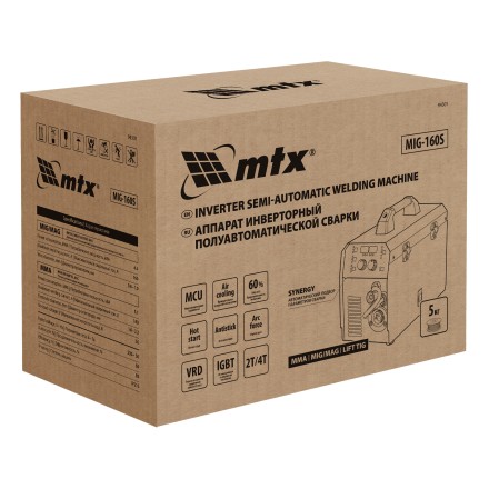 Аппарат инвертор. полуавтомат. cварки MTX MIG-160S 94301, 160A, ПВ 60%, катушка 5 кг купить в Уфе