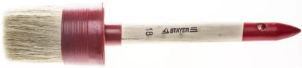 Кисть круглая STAYER "MASTER", светлая натурал. щетина, пластм. корпус, деревян. ручка, №18 x60мм 0141-60 купить в Уфе