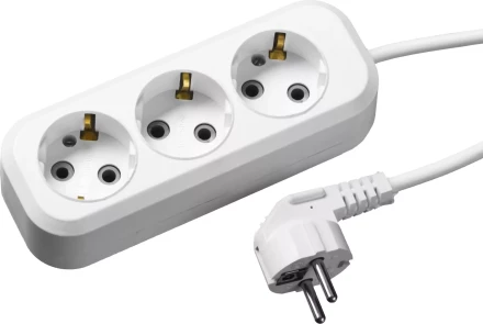 Удлинитель СИБИН электрический, ПВС сечение 0,75кв мм, 3 гнезда, макс мощн 2200Вт, 2м, заземление 55034-2 купить в Уфе