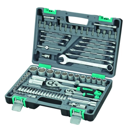 Набор инструментов 1/2 и 1/4  CrV, пластиковый кейс  82 предмета STELS 14105 купить в Уфе