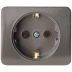 Розетка СВЕТОЗАР &quot;ГАММА&quot; с заземлением, одинарная, без вставки и рамки, цвет темно-серый металлик, 16А/~250В SV-54105-DM купить в Уфе