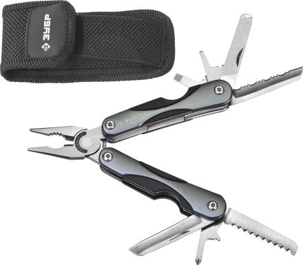 ЗУБР МАСТЕР мультитул 10 в 1 мини металлические ручки, нейлоновый чехол, 86 мм (47750) купить в Уфе