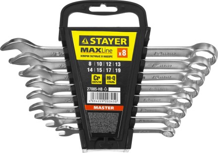 Набор: Ключ STAYER &quot;MASTER&quot; гаечный комбинированный, хромированный, 8-19 мм, 8 шт 27085-H8 купить в Уфе