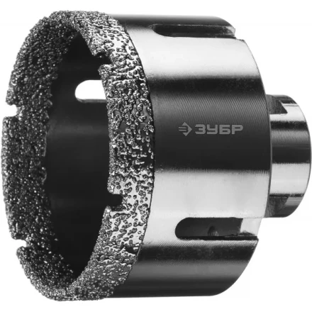 Алмазная коронка ЗУБР &quot;ПРОФЕССИОНАЛ&quot; универсальная для УШМ, сухое сверление, алмазы на вакуумной пайке,  посадка М14, d=68мм 29865-68 купить в Уфе