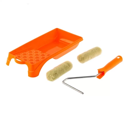 Малярный набор для фасадных работ: кювета 150 мм х 290 мм и мини-валик 110 мм Сибртех 80457 купить в Уфе