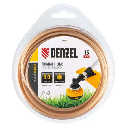 Леска для триммера армированная алюминием круглая, 3,0мм х 15м, блистер ALUFLEX Denzel 96832 купить в Уфе