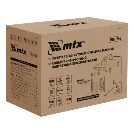 Аппарат инвертор. полуавтомат. cварки MTX MIG-180S 94302, 180A, ПВ 60%, катушка 5 кг купить в Уфе