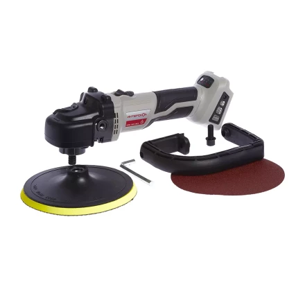 Угловая полировальная машина с бесщеточным (вентильным) двигателем ИНТЕРСКОЛ УПМ-180/18ВЭ аккумуляторная Li-ion АПИ (картон, без аккум. и ЗУ) купить в Уфе