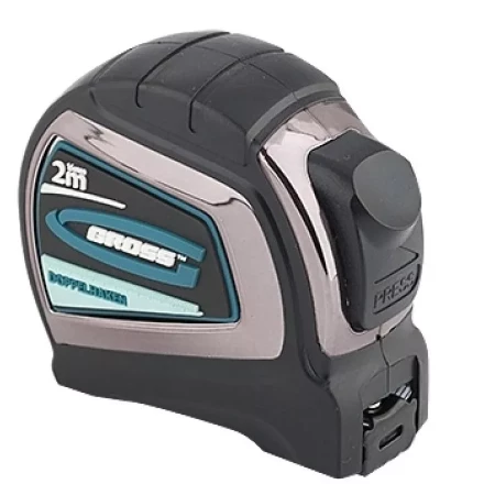 Рулетка &quot;Doppelhaken&quot; 2 м x 16 мм односторонний зацеп нейлон двуст. шкала автоматич  GROSS 31121 купить в Уфе