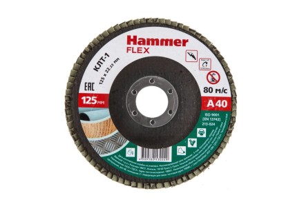 Круг Лепестковый Торцевой (КЛТ) HAMMER КЛТ 1 Ф125х22 Р40 213-024 купить в Уфе