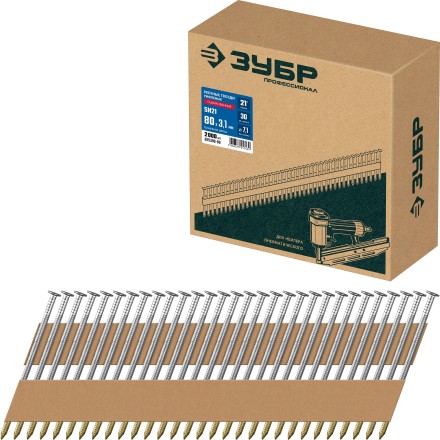 ЗУБР SN21 80 х 3.1 мм, реечные гвозди рифленые оцинкованные, 2010 шт (305396-80) купить в Уфе