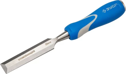 Стамеска ЗУБР &quot;ЭКСПЕРТ&quot; с ударопрочной двухкомпонетной ручкой и стальным затыльником для ударных работ, 26мм 18097-26 купить в Уфе