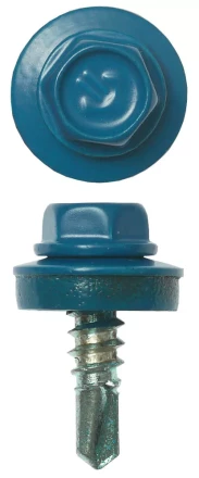 Саморезы ЗУБР окраш., RAL 5009 небесно-голуб., для крепл. кров. матер. к металл. констр., 5.5x19мм, 2500шт 4-300310-55-019-5009 купить в Уфе