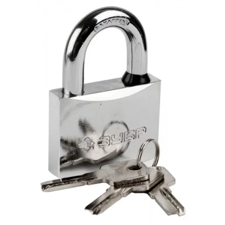 Замок ЗУБР "ЭКСПЕРТ" навесной, стальной корпус, классическая форма, закаленная дужка, 60мм 37227-60 купить в Уфе