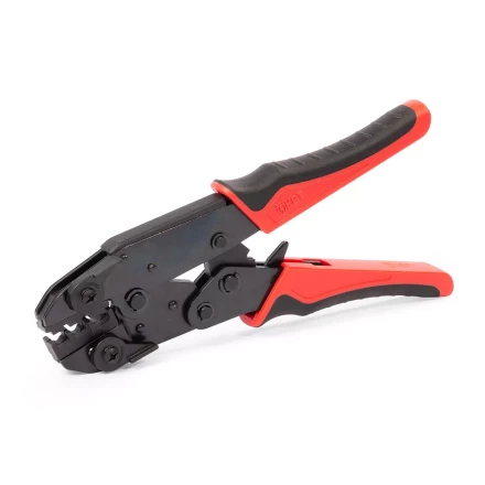 Пресс-клещи КВТ СТО+5 с 5 матрицами МПК для опрессовки разъемов, втулочных, изолированных и неизолированных наконечников (набор) (90777) купить в Уфе