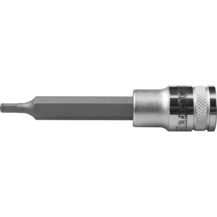 Торцовая бита-головка KRAFTOOL &quot;INDUSTRIE QUALITAT&quot;, удлиненная, материал S2, HEX, сатинированная, 1/2&quot;, H3 27909-03 купить в Уфе