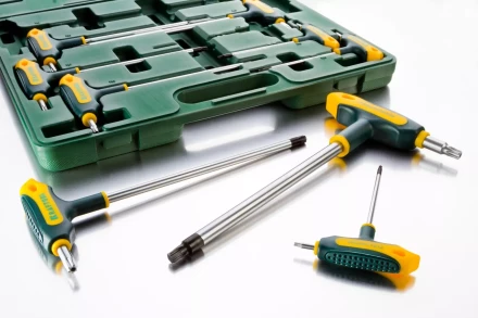 Набор KRAFTOOL Ключи &quot;INDUSTRIE&quot; имбусовые,Cr-Mo(S2),Т-образные,эргоном двухкомп рукоятка,TORX Hole 10-50,9 шт,в боксе 27455-H9 купить в Уфе