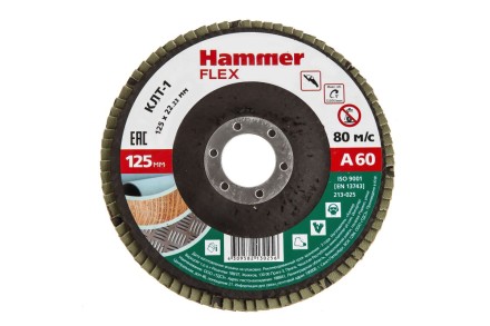 Круг Лепестковый Торцевой (КЛТ) HAMMER КЛТ 1 Ф125х22 Р60 213-025 купить в Уфе