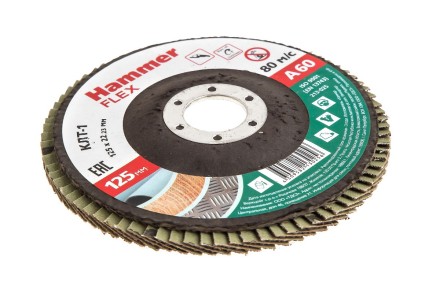 Круг Лепестковый Торцевой (КЛТ) HAMMER КЛТ 1 Ф125х22 Р60 213-025 купить в Уфе