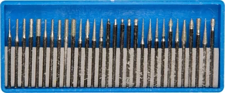 Набор ЗУБР: Мини-насадки с алмазным напылением в пластиковом боксе, P=180, хвостовик d=3мм, 30 предметов 33383-H30 купить в Уфе