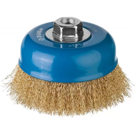 ЗУБР &quot;ПРОФЕССИОНАЛ&quot;. Щетка чашечная для УШМ, витая латунированная стальная проволока 0,3мм, 125ммхМ14 3526-125_z02 купить в Уфе