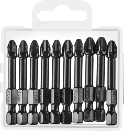 ЗУБР PH3, 10 шт, 50 мм, ударные биты, Профессионал (26021-3-50-S10) купить в Уфе