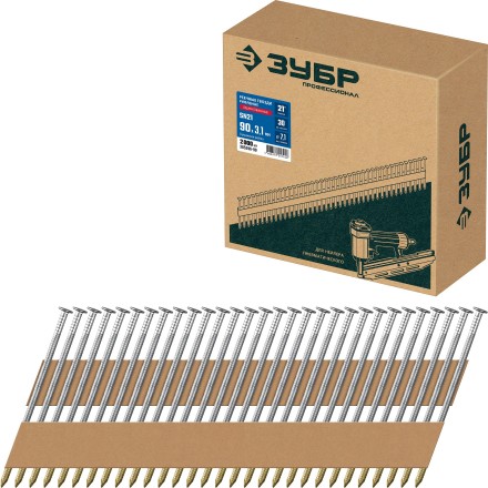 ЗУБР SN21 90 х 3.1 мм, реечные гвозди рифленые оцинкованные, 2010 шт(305396-90) купить в Уфе