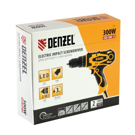 Дрель-шуруповерт сетевая ударная Denzel 26211, ISD-300-13 купить в Уфе