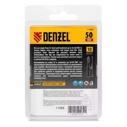 Бита IMPACT, PH1x50 мм, лазерная обработка шлица, сталь S2, 10 шт., Е 6,3 Denzel 11688 купить в Уфе