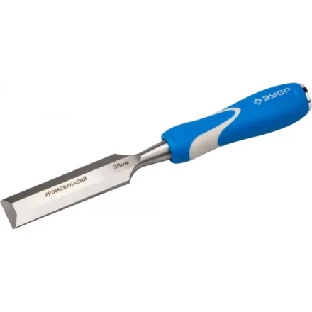 Стамеска ЗУБР "ЭКСПЕРТ" с ударопрочной двухкомпонетной ручкой и стальным затыльником для ударных работ, 30мм 18097-30 купить в Уфе