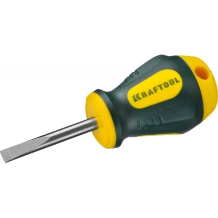Отвертка KRAFTOOL, Cr-Mo-V сталь, двухкомпонентная противоскользящая рукоятка, SL, 5,5x38мм 250071-5.5-038 купить в Уфе