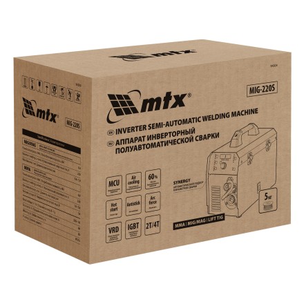 Аппарат инвертор. полуавтомат. cварки MTX MIG-220S 94304, 220A, ПВ 60%, катушка 5 кг купить в Уфе
