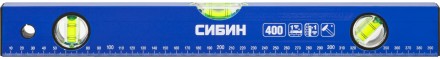 Уровень СИБИН коробчатый, 3 противоударных ампулы, измерительная линейка, 40см 34605-040 купить в Уфе